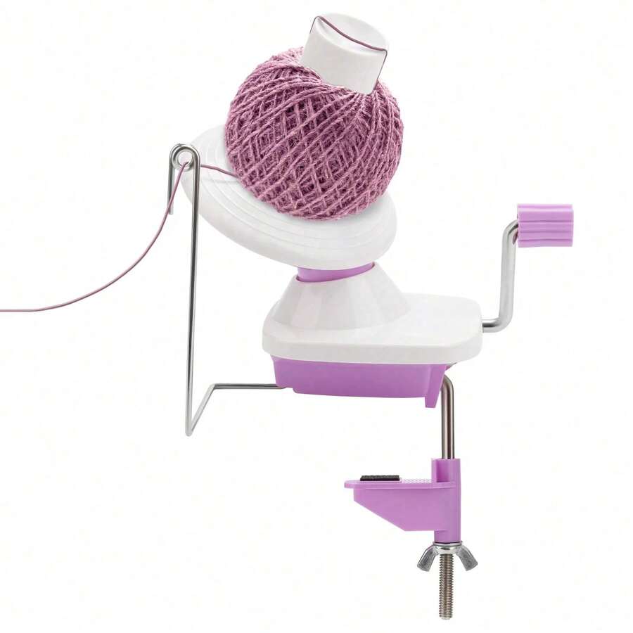 1pc Manual Crank Yarn Winder | Sand, Pink, Purple - Fiber Winding Tool With Detachable Tassel Maker; Portable Design, Suitable For Home Textiles And Knitting Crafts; Plastic Material, No Electricity Required - Multicolor - View 1
