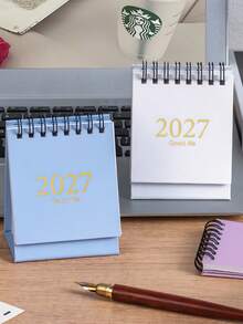 1pc Super Mini 2027 Calendar With Color Dot Stickers Simple Style Portable Size Planner Notepad Desk Accessories Office School Memo Board - Multicolor - View 9