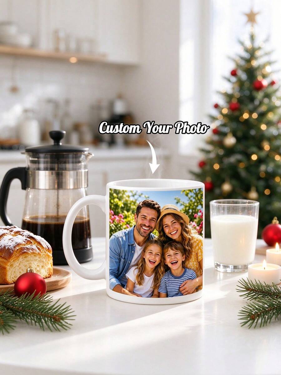 1pc Customized Mug, Personalized Family Photo Printing, Suitable For Home Or Office Decor, Meaningful Gift For Family, Applicable For Tea Room, Living Room, Washable And Durable, Fun And Cute, Suitable For Birthday, Anniversary, Christmas - Multicolor - View 1