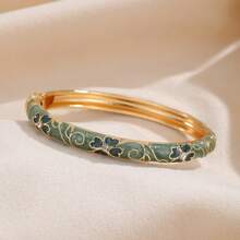 1pc Fashion Vintage Style 18K Floral Pattern Enamel Bracelet, Suitable For Girls And Women's Jewelry Accessories - Multi-colored Bracelet - View 40