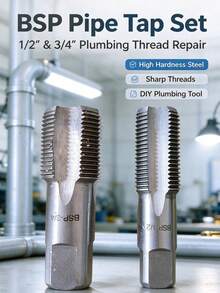 مجموعة أدوات قطع الخيوط BSP 1/2" & 3/4" من الصلب عالي الصلابة، أداة قطع خيوط الأنابيب اليدوية بمعيار بريطاني، أداة يدوية لصنع خيوط الأنابيب لإصلاح السباكة المنزلية وأنابيب المياه - A - مشاهدة 1