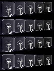 10/20pcs Adhesive Transparent Hooks, No-Drill Wall Hooks For Kitchen, Bathroom, Door, Creative Wall Hanging Hooks - White - View 1