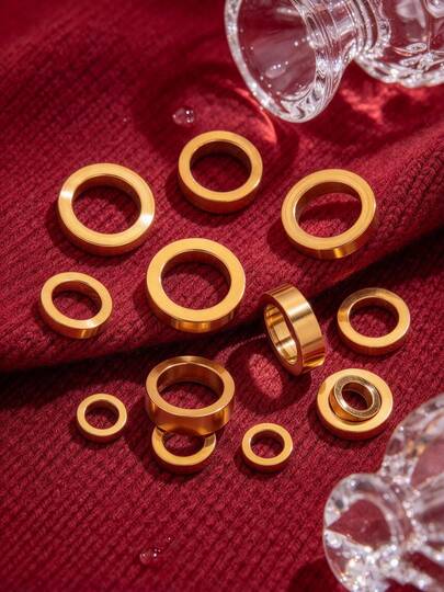 10Pcs Stainless Steel Gold Plated Smooth Closed Link Rings, Large Hole Hollow Circle Connector, DIY Bracelet Necklace Jewelry Making Accessories