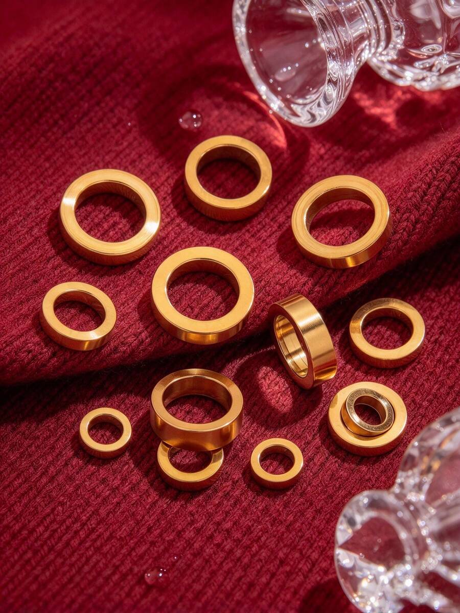 10Pcs Stainless Steel Gold Plated Smooth Closed Link Rings, Large Hole Hollow Circle Connector, DIY Bracelet Necklace Jewelry Making Accessories - Connecting Ring - View 1