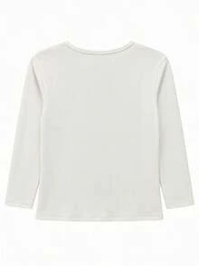 Solid Color Round Neck 3-Button 3/4 Sleeve T-Shirt - White - View 3