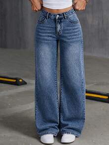 Tween Girl New Autumn/Winter Fashion Denim Long Pants - Medium Wash - View 4