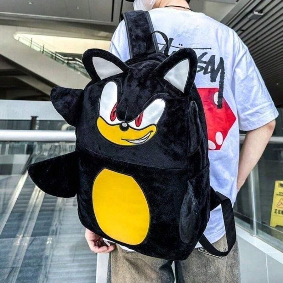 Hasbro Cute 3D Sonic Plush Backpack, Anime Hedgehog Shaped Stuffed Backpack, Soft Fluffy Zipper School Bag, Suitable For Students Daily Commute And Travel Gift - Multi-color - View 1