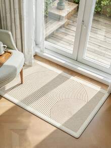 1pc Minimalist Geometric Line Print Pattern, Simple Long Strip Carpet Mat, Easy To Clean Long Strip Runner Rug, Suitable For Kitchen, Dining Room, Hallway, Corridor And Other Indoor Spaces, All Season - Khaki - View 10
