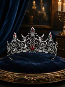 Vương miện tiara Gothic đen đính đá rhinestone phong cách sang trọng cổ điển hoàng gia cho cô dâu, phụ kiện tóc cho đám cưới, Halloween, tiệc dạ hội, cuộc thi sắc đẹp và hóa trang - Kim cương đen đỏ - Xem 2