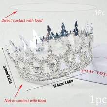 1pc Rhinestone Baroque Style Beauty Pageant Crown, Shiny Princess/Queen Cake Topper Decoration - Multicolor - View 14