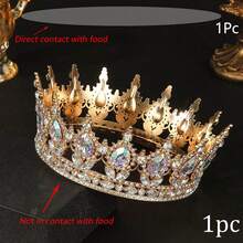 1pc Rhinestone Baroque Style Beauty Pageant Crown, Shiny Princess/Queen Cake Topper Decoration - Multicolor - View 12