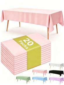 Disposable Solid Color Tablecloth, Minimalist Style PEVA Tablecloth, Suitable For Birthday Party, Wedding, Holiday, Rectangular Dining Table Decoration, Christmas 20/10/5/3/1pc 137*274cm - Tablecloth - View 9