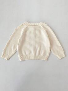 Spring/Autumn New Girls' Clothing, Girls' Knitted Cardigan, Princess Style Leaf Crochet Jacket, Long Sleeve Sweater - Apricot - View 4