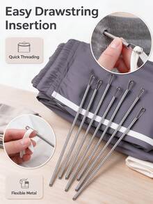 Spring-Loaded Elastic Drawstring Replacement Tool | 2-In-1 Elastic Band Threader, Suitable For Pants, Sweatshirts And Skirts | Home Essential Set, Includes Belt Threader, No-Sew DIY Assistant | Women's Christmas Gift (Steel Spring, Flexible Guide Head) - Multi-color - View 1