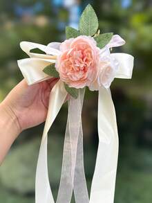 13pcs Large Rose Flowers (With Suction Cups) Car Decoration, Suitable For Wedding Rearview Mirror Decor, Ribbon Gifts, Home Wedding Party Aisle Chair Back Decoration - 13pcs Car Flower - View 7