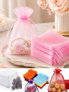 Gift Mesh Bag Jasmine Scented Sachet Gauze Organza Drawstring Anti-Insect Bag, Mesh Bag Handheld Drawstring Pouch Gift Drawstring Transparent Aromatherapy Flower & Herb Packaging Bag Cosmetic Storage Bag, Gift Bag, Candy Cosmetic Gift Jewelry Packaging Bag, Christmas Gift Bag - Multicolor - View 11