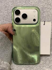 1件裝亮片不對稱水波紋亮面IMD手機殼，適用 18 Pro Max 17 Pro 16 Pro Max 15 Pro Max 14 Pro Max 13 Pro Max 16 15 14 Plus 13 12 Pro 11，可愛粉色閃粉軟保護殼，時尚Y2K女孩禮物 - 金色 - 查看 2