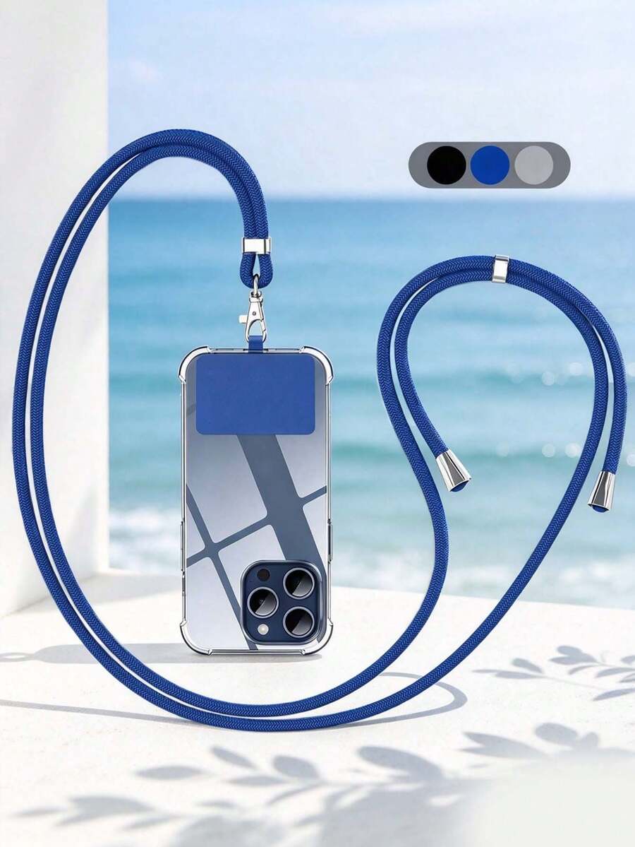 1set Adjustable Crossbody Phone Lanyard, Woven Nylon Strap With Detachable Patch, Anti-Drop Universal Phone Accessory, 3 Colors, Casual Travel Outdoor Use - Multicolor - View 1