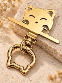 2pcs Set (1 Stainless Steel Clip + 1 Spring Ring) 360° Rotatable Cartoon Cat Stainless Steel Connector, With Metal Cat Head Spring Buckle, Hook, Finger Ring Buckle, For Connecting Phone And Lanyard, Phone Case Charging Port Insertable Fixed Bracket Metal Plate, Sturdy And Durable, Outdoor Anti-Drop Phone Lanyard Connector, Smartphone Accessory - Multicolor - View 13