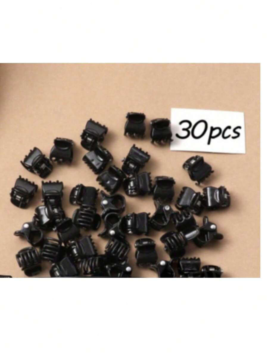 30pcs Girls Cute Flower Hair Clips Morandi Color Small Clips Butterfly Edge Clips Black Bangs Clips, Random Color. No Bag - Black - View 1
