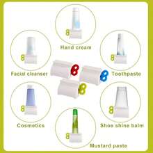 2pcs-Creative Manual Toothpaste Squeezer, Hand Cream & Cosmetic Toothpaste Storage Rack, Toothpaste Clip, Bathroom Accessories, Suitable For Washbasin, Bathroom Decor, Bedroom, Living Room, Christmas Decorations, Great Home Gift - Green - View 8