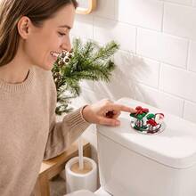 2pcs Christmas Toilet Flush Button Christmas Tree Creative Bathroom Water Tank Switch Button Cute Toilet Sticker - Multi-color - View 3