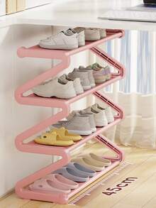 Z-Shaped Plastic Shoe Rack Floor Standing Storage Rack, Multi-Functional Large Capacity Easy Assembly, Space-Saving Storage Rack Essential For Home And Dorm, Suitable For Living Room And Bedroom - Multicolor - View 2