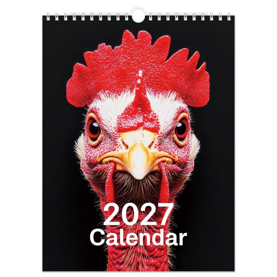 2027 Funny Chicken Wall Calendar, Creative 12-Sheet Chicken Pattern Humorous Wall Calendar, Includes Weekly And Monthly Views, 8.27x11 Inches, Unique And Distinctive Gift For Chicken Lovers, Christmas Gift, New Year Gift - 2027 Rooster Wall Calendar - View 1
