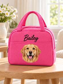 Personalized Pet Photo & Name Lunch Bag/Lunch Box, Custom Corduroy Lunch Box (Customizable Name), Suitable For Work, Travel And School. Suitable For Lunch Tote Bag, Back To School Gift - Multicolor - View 8