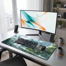 Classical Mountain & Forest Architecture Pattern Gaming Mouse Pad, Non-Slip Rubber Desktop Mat, Smooth Gliding Surface, Suitable For PC Laptop Office Home, Oriental Abstract Art Decor, Back To School Supplies - B - View 10