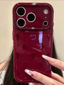 可愛極簡粉色波點糖果色手機殼，適用於 iPhone 18 Pro Max 18 Pro 17 Pro Max 17 Pro 17 16 Pro Max 16 Pro 16 15 Pro Max 15 Pro 15 14 Pro Max 14 Pro 14 13 Pro Max 13 Pro 13 12 Pro Max 12 Pro 12 11，亮面果凍色防摔背蓋 - 酒紅色 - 查看 3