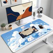Cute Cartoon Cloud Water Bottle Pattern Gaming Mouse Pad, Non-Slip Rubber Desk Mat, Smooth Sliding Surface, Suitable For PC Laptop Office Home, Kawaii Abstract Art Decor, Back To School Supplies - B - View 3