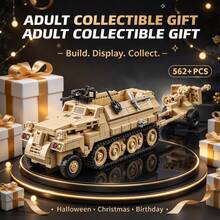 Armored Half-Track Construction Model, 562+ Pieces Adult Collectible Building Block Set, Chassis, Tracks And Towing Cannon, Suitable As Hobby Collector Gift For Halloween, Christmas, Thanksgiving And Birthday - Camel - View 4