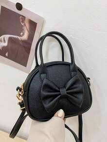 1pc Girls Bow PU Zipper Closure Fashion Handbag Crossbody Bag Suitable For All Seasons Daily Use - A - View 9