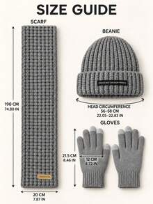 Couples Autumn/Winter Knitted Hat, Scarf And Gloves 3 Pieces Set, Soft Thick Warm Touchscreen Gloves, Unisex Outdoor Cold-Proof Accessory Set - Multicolor - View 11