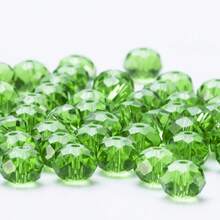 手工珠飾用扁圓玻璃珠 8mm/6mm/4mm (60/80/115顆) 可重複使用散珠 DIY 手作配件，亮面藍綠色 - 草綠 - 查看 10