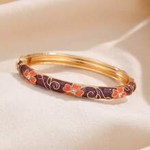 1pc Fashion Vintage Style 18K Floral Pattern Enamel Bracelet, Suitable For Girls And Women's Jewelry Accessories - Multi-colored Bracelet - View 41
