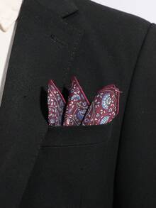 1PC Men's Fashion Exquisite Versatile Plant Vine Leaf Pattern Pocket Square Handkerchief Square Scarf Suit Pocket Square Suitable For Daily Business Party Banquet Hosting Matching - Multicolor - View 7