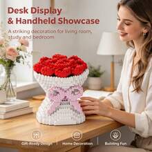 3500PCS Small Particle Rose Flower Building Blocks, Holiday Gift For Friends And Family, Rose Flower Model, 1 Set Rose Bouquet Building Blocks Toy, Puzzle, 3D Toy, Valentine's Day Style, High Difficulty Adult DIY Toy, Suitable For Gifts, Indoor Decor, Decoration - Multicolor - View 3