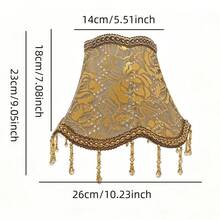 Vintage Pastoral Floral Fabric Lamp Shade, Pink Green Gold With Pearl Tassels, Bell-Shaped Table Lamp Shade For Bedroom Home Decor, Suitable For Various Styles As Table Lamp Shade - Multicolor - View 4