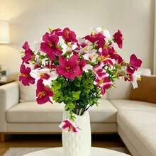 1pc/3pcs Pink Morning Glory Artificial Flowers, Fade-Resistant Fake Floral Plants With UV Protection, Suitable For Garden, Dining Table Decor, Home, Wedding Floral Arrangement, Pink Edge, Suitable For Indoor/Outdoor, Christmas, Spring Decoration - Multicolor - View 5