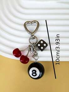Y2K Dice Charm, Red Cherry Pendant Handbag Keychain, Aesthetic Purse Accessory - Multicolor - View 7