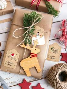2rolls&1roll Christmas Series Gift Label Sticker Set, Santa Claus & Christmas Tree Print Stickers, Holiday Gift Packaging Stickers, Baking Label Decorative Stickers, Atmosphere Creating Supplies, Suitable For Christmas Party Gift Decoration, Festive Decoration, Birthday Party Gift Packaging Stickers - Multicolor - View 9