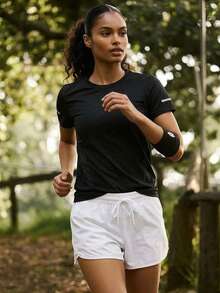Women's Summer Quick-Dry Short Sleeve Top, - Black - View 3