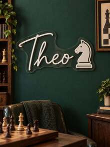 1PC Custom Name Chess Neon Sign, Personalized Chess Knight LED Wall Light, Custom Text Game Room Decor, USB Powered Light Up Sign For Bedroom, Study Room, Man Cave, Birthday Gift For Chess Lovers - Multi-color 2 - View 6