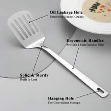 Silver Stainless Steel Wok Spatula 2-Piece Set, One-Piece Wok Spatula 34.5 * 7.5 Cm, Dishwasher Kitchenware, Suitable For Non-Stick Pans - Silver - View 3