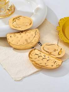 1 Pair Exaggerated Geometric Dangle Earrings For Women, European And American Style - Yellow Gold - View 2