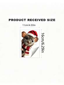 1pc Christmas Hat Scarf Peeking Mouse Window Sticker, Winter Fun Animal Glass Window Decal, Living Room Window Christmas Atmosphere Decorative Sticker - Multicolor - View 5