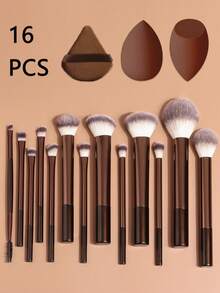 Makeup Brush Set, Dense Bristles, Suitable For All Skin Types - Brown - View 1