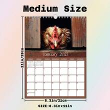 2027 Funny Chicken Wall Calendar, Creative 12-Sheet Chicken Pattern Humorous Wall Calendar, Includes Weekly And Monthly Views, 8.27x11 Inches, Unique And Distinctive Gift For Chicken Lovers, Christmas Gift, New Year Gift - 2027 Rooster Wall Calendar - View 2